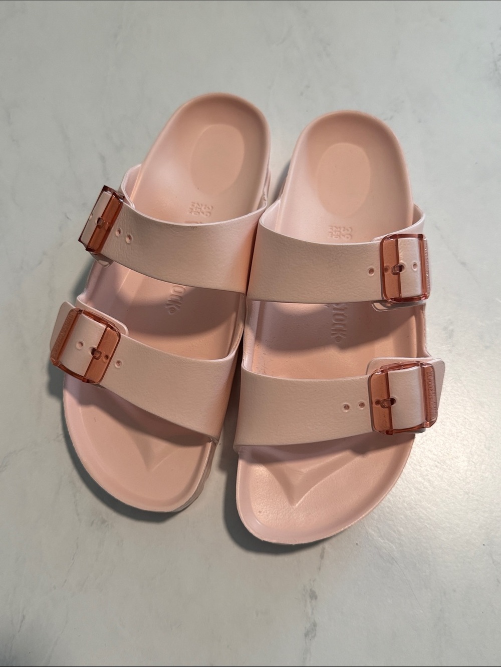 Light Pink Birkenstock EVA Arizona Double-Buckle Slide Sandals